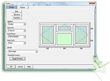 Windows style setup for production of casements, tilt'n'turn, residential doors, french doors, patios, vertical sliders, pivots.